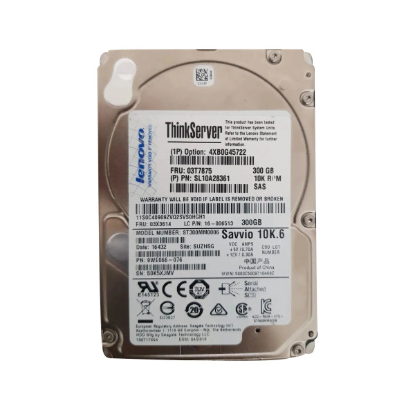 03T7875 - Lenovo 300GB 10000RPM SAS 6Gb/s Hot-Swappable 2.5-inch Hard Drive