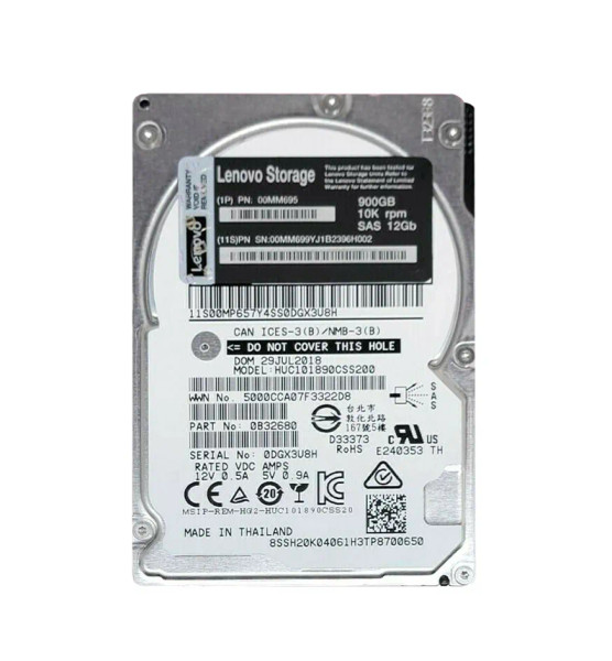 00MM695 - Lenovo 900GB 10000RPM SAS 12 Gbps 2.5 128MB Cache Hard Drive
