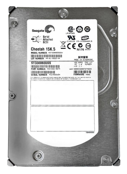 ST3300655SS - Seagate Cheetah 15K.5 Series 300GB 15000RPM SAS 3Gb/s 16MB Cache CE 3.5-Inch Hard Drive