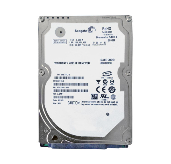 ST980817AS - Seagate 80GB SATA 2.5-inch Hard Drive 5400RPM High Compatibility Storage