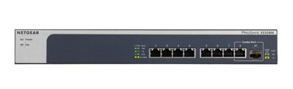 XS508M-100EUS - Netgear XS508M 7-Port Multi-Gigabit Switch, 10GBase-X + 1 SFP+/Copper Combo, Layer 3 Managed