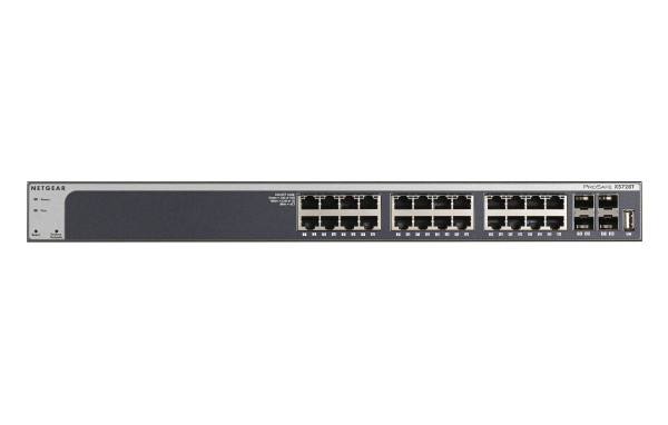 XS728T-100NES - Netgear Prosafe XS728T 24 x Ports 10GBase-T + 4 x Ports SFP+ Layer 3 Managed Rack-mountable 10 Gigabit Ethernet Network Switch