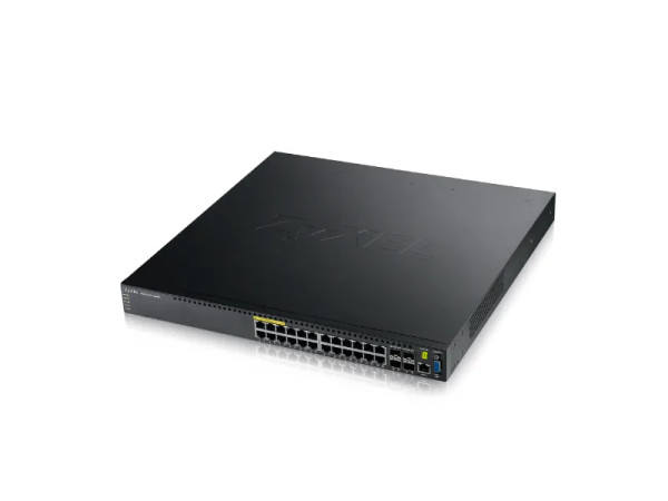 XGS3700-24HP - ZyXEL 24 x Ports PoE+ 10/100/1000Base-T + 4 x SFP+ Ports Layer 3 Managed 1U Rack-mountable Gigabit Ethernet Network Switch