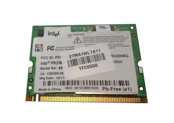 27MA1WLTA11 - Intel PRO/Wireless 2200BG 2.4GHz 54Mbps IEEE 802.11b/g Mini PCI Wireless Network Adapter