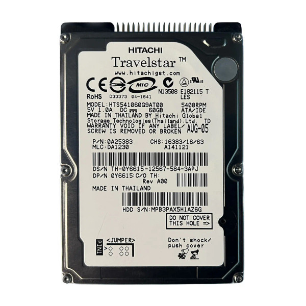 Y6615 - Dell 60GB 5400RPM IDE Ultra ATA/100 ATA-6 8MB Cache 2.5-Inch Hard Drive