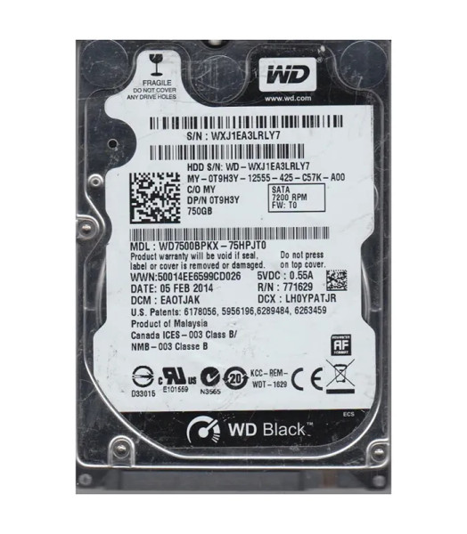 WD7500BPKX-75HPJT0 - Western Digital Black 750GB 7200RPM SATA 6Gb/s 16MB Cache 2.5-Inch Hard Drive