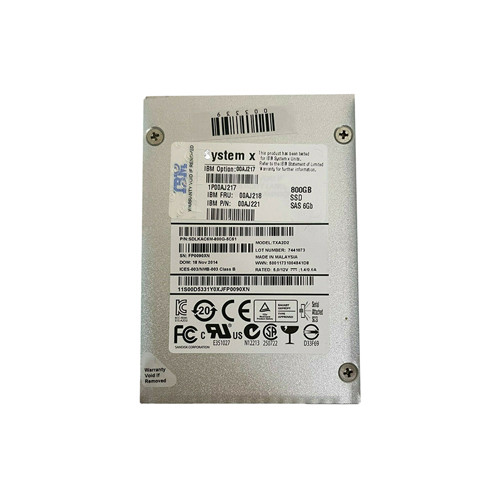 00AJ217 - Lenovo 800GB MLC SAS 6Gb/s Hot Swappable 2.5-Inch Solid State Drive for System x3550 M5