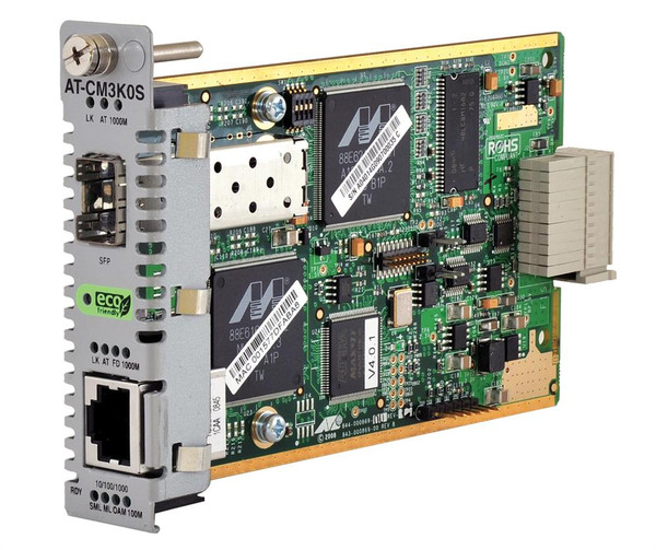 AT-CM3K0S - Allied Telesis 10/100/1000Base-T to 100/1000Base-X SFP Converteon Media and Rate Converter Line Card with OAM