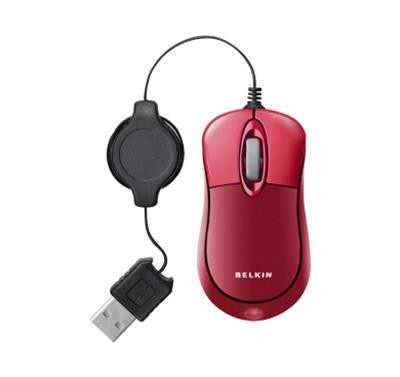 F5L016NEUSB-RED - Belkin Retractable USB Optical Mouse Red