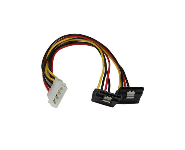 PYO2LP4LSATR - StarTech 12-Inch LP4 to 2x Right Angle Latching SATA Power Cable Splitter 4 Pin LP4 to Dual SATA