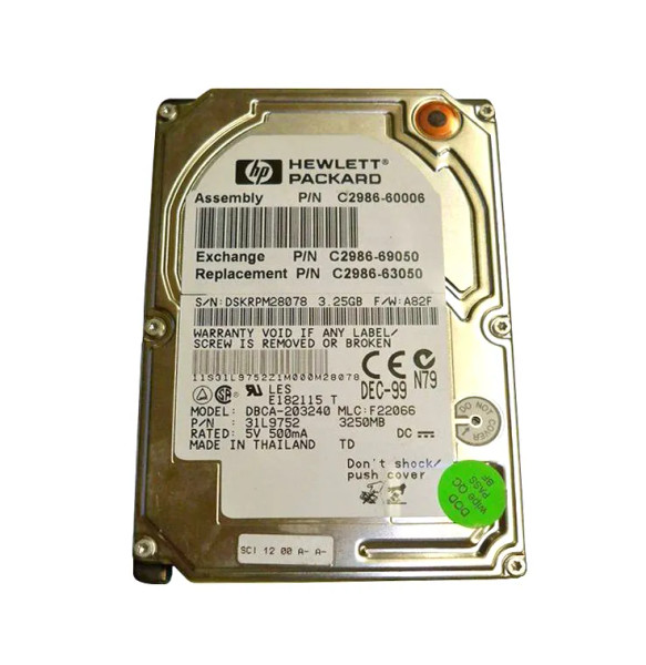 C2986-60006 - HP 3.25GB ATA 2.5-inch Hard Drive for LaserJet 8500 8550 Printer Storage