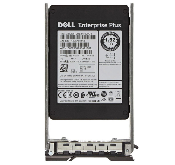 Y4TH9 - Dell 1.92TB Triple-Level Cell SAS 12Gb/s Read Intensive 2.5-Inch Solid State Drive with Tray
