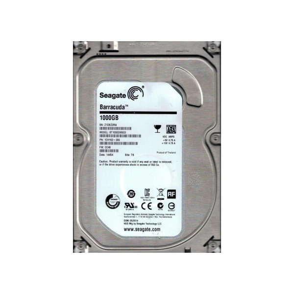 1CH162-306 - Seagate BarraCuda 1TB 7200RPM SATA 6Gb/s 64MB Cache LFF 3.5-Inch Hard Drive