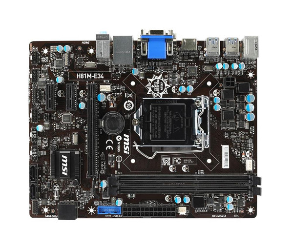 H81ME34 - MSI H81M-E34 Socket LGA 1150 Intel H81 Chipset Intel Core i7/ i5 / i3 / Pentium / Celeron Processors Support DDR3 2x DIMM 2x
