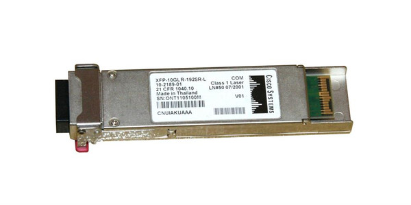 XFP10GLR-192SR-L= - Cisco 10Gb/s 10GBase-LR/LW + OC-192/STM-64 SR-1 Single-mode Fibre 1310nm 10km LC Connector XFP Transceiver Module