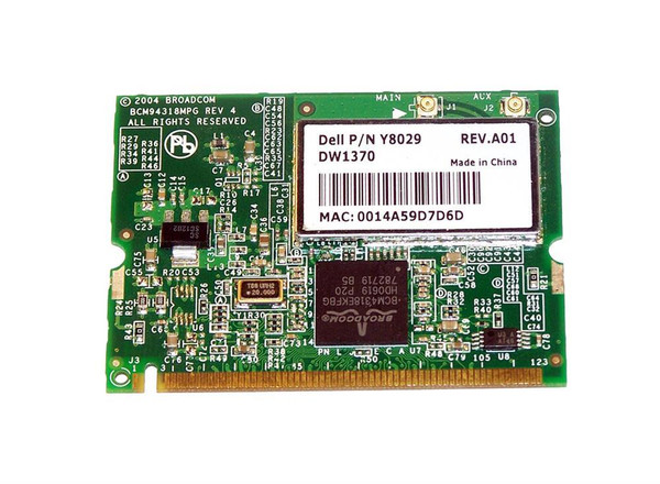DW1370 - Dell 54Mbps IEEE 802.11g Mini PCI Wireless G Network Card for Latitude D610