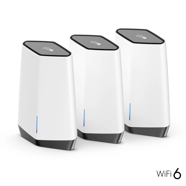SXK80B3-100EUS - Netgear Orbi Pro SXK80B3 9 x Ports GbE LAN + 1 x Port GbE WAN 6Gb/s IEEE 802.11a/n/ac/ax 5GHz 3-Pack Router + Satellite