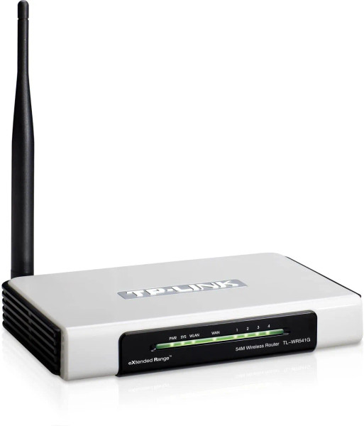TL-WR541G - TP-LINK Wireless Router 54 Mbps 4 x 10/100Base-TX LAN 1 x 10/100Base-TX WAN IEEE 802.11b/g
