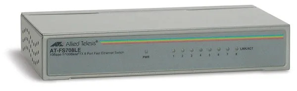 AT-FS708LE-10 - Allied Telesis 8-Port 10/100Base-TX Fast Ethernet Unmanaged Layer 2 Network Switch