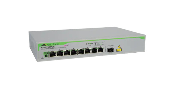 AT-FS708/POE-10 - Allied Telesis 8-Port 10/100TX Unmanaged POE Switch with SFP Ethernet Fast Ethernet Desktop Switching Solution