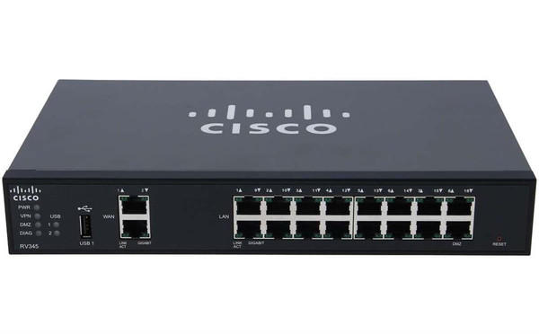 RV345-K9-NA-RF - Cisco RV345 Router 18 Ports Management Port SlotsGigabit Ethernet Rack-mountable