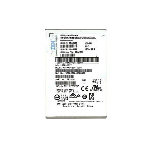 00AR329 - IBM 200GB Multi-Level Cell SAS 12Gb/s 2.5-Inch Solid State Drive for Storwize V7000 Gen2