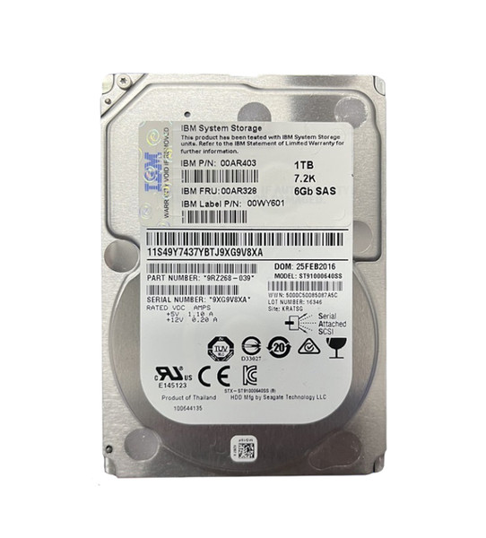 00AR328 - IBM 1TB 7200RPM Near Line SAS 6Gb/s SFF 2.5-Inch Hard Drive for Storwize Storage System