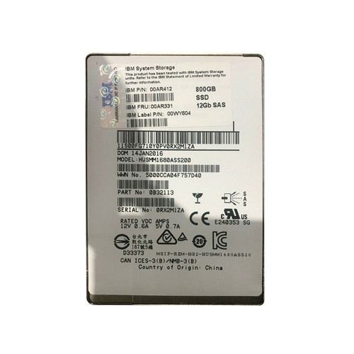 00AR331 - IBM 800GB Multi-Level Cell SAS 12Gb/s 2.5-Inch Solid State Drive for Storwize V7000 Gen2