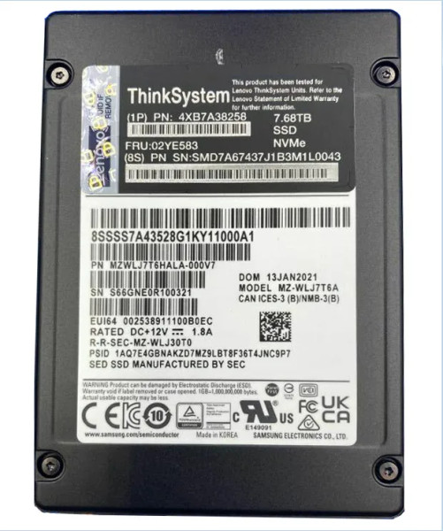 MZWLJ7T6HALA-000V7 - Lenovo PM1733 Series 7.68TB PCI Express 4.0 x4 2.5-Inch Solid State Drive