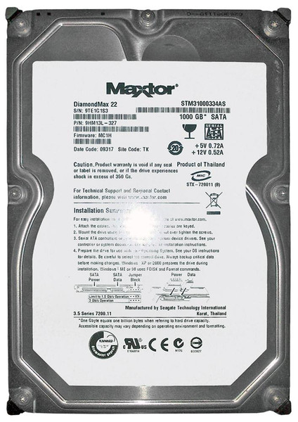 STM31000334AS - Seagate DiamondMax 22 1TB 7200RPM SATA 3Gb/s 32MB Cache 3.5-Inch Hard Drive
