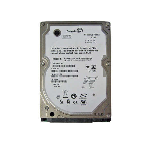 ST980813AS - Seagate 80GB SATA 2.5-inch Laptop Hard Drive 7200RPM 8MB Cache Internal Storage