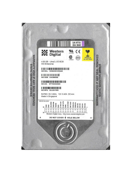 WDE4550-0024 - WESTERN DIGITAL 4.55GB 7200RPM Ultra2 SCSI LVD 68-Pin 512KB Cache 3.5-Inch Enterprise Hard Drive