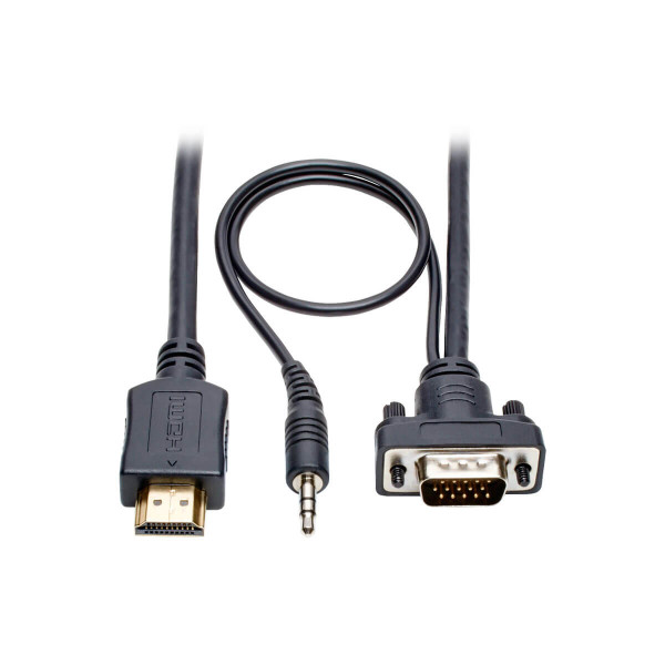 P566-015-VGA-A - Tripp Lite 4.57m HDMI to VGA + Audio Active Converter Cable, HDMI to Low-Profile HD15 + 3.5 mm M/M, 1920 x 1200/1080p 60 Hz