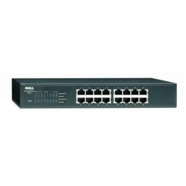 WJ756 - Dell PowerConnect 2216 16 x Ports 10/100Base-T Layer 2 Unmanaged 1U Rack-mountable Fast Ethernet network Switch