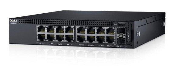 VF10G - Dell ing X1018 16 x Ports 10/100/1000Base-T + 2 x Ports Gigabit SFP Rack-Mountable 1U Layer2 Managed Gigabit Ethernet Network Switch