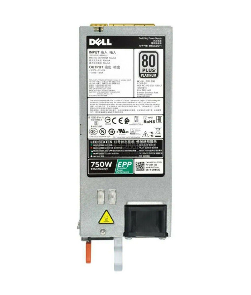 W8R3C - Dell 750-Watts 100-240V Hot-Swappable 80-Plus Platinum Power Supply for PowerEdge T430 / T630 / R530