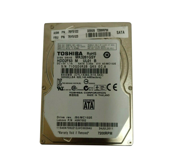 75Y5123 - Lenovo 320GB 7200RPM SATA 3Gb/s 2.5-Inch Hard Drive