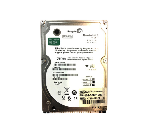 ST940815A - Seagate Momentus 5400.3 40GB 5400RPM IDE Ultra ATA/100 ATA-6 8MB Cache 2.5-Inch Hard Drive