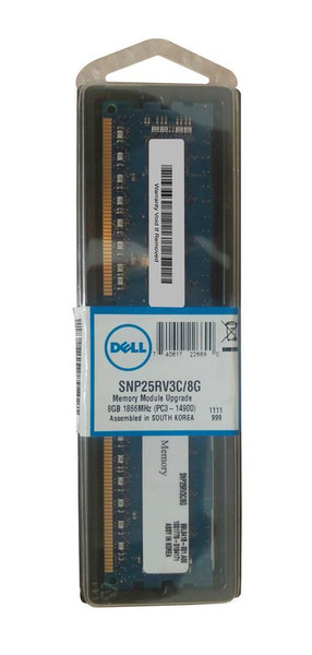 SNP25RV3C - Dell 8GB PC3-10600 DDR3-1333MHz ECC Registered CL9 240-Pin DIMM 1.35V Low Voltage Dual Rank Memory Module