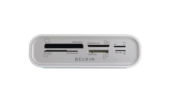 F4U003-WHT - Belkin USB 2.0 Flash Card Reader CFlash Type I CFlash Type II Memory Stick Duo Memory Stick Micro M2 Memory