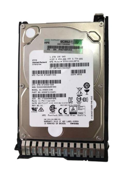 872483-006 - HP 1.2TB 10000RPM SAS 12Gb/s Hot-Pluggable SFF 2.5-inch Hard Drive with Tray for ProLiant Server