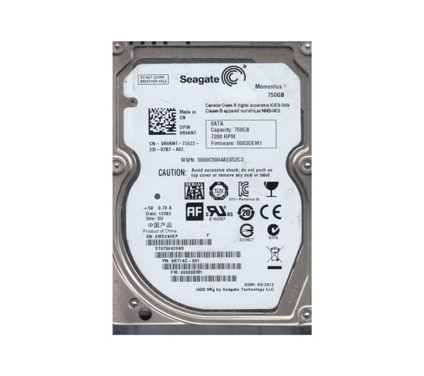 9RT14G-031 - Seagate Momentus 750GB 7200RPM SATA 3Gb/s 16MB Cache CE 2.5-Inch Hard Drive