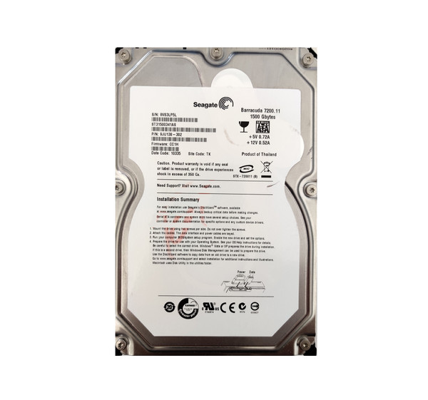 9JU138-302 - Seagate BarraCuda 7200.11 Series 1.5TB 7200RPM SATA 3Gb/s NCQ 32MB Cache RoHS 3.5-Inch Hard Drive