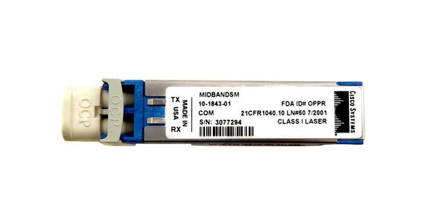 10-1843-01= - Cisco 10Gb/s 10GBase-LX 1310nm Midbandsm SFP Transceiver Module