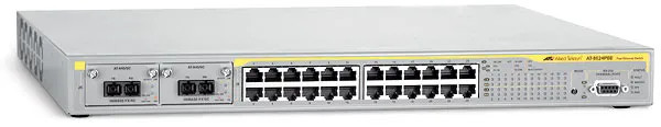 AT-8624POE - Allied Telesis 24-Port 10/100Base-TX PoE Layer 3 Managed Fast Ethernet Switch with 2 Module Bays Uplink