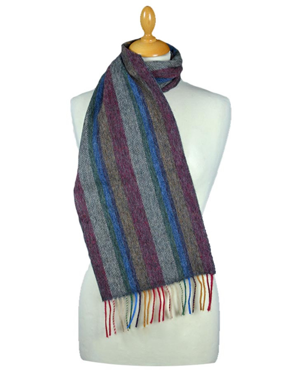 Stiped Herringbone wool scarf, Irish Scarves from Ireland Clanarans