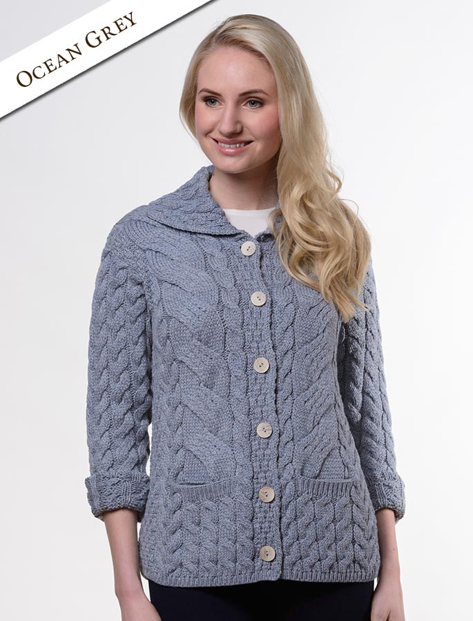 Buttoned Honeycomb Knit Long Cardigan
