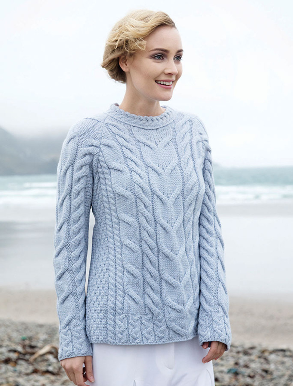 Aran Fisherman Cable Knit Sweater Jumper - 100% Merino Wool