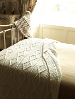 Diamond Aran Throw - Natural White