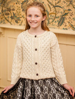 Kid's Traditional Aran Merino Wool Cardigan